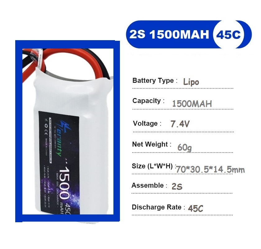 2 buah 7.4V Lipo 2S baterai 15 - Drone Rc Leading ulasan dan harga